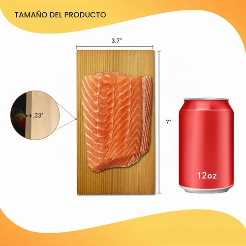 Vista 2 de Paquete de 9 tablones de cedro rojo occidental para asar salmón, tablones de parrilla de 7 x 3.7 pulgadas, accesorios de barbacoa para asar