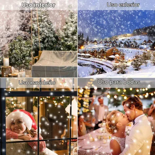 Vista 3 de Borelor Luces LED de nevadas IP65, impermeable, mini lámpara de proyector de copo de nieve de Navidad, para interiores y exteriores, luz