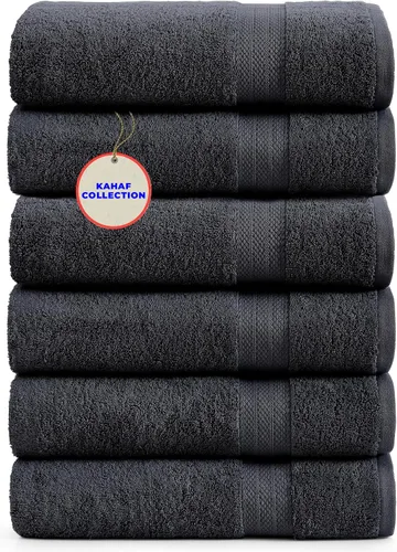 Vista 12 de KAHAF COLLECTION Paquete de 6 toallas de baño 100 % algodón, de 24 x 48 pulgadas, de secado rápido, altamente absorbentes, suaves al tacto