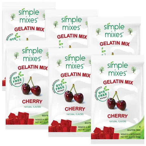 Vista 22 de Simple Mixes Postre de gelatina natural, frambuesa, fresa y cereza, aperitivo saludable, sin colorantes, sin gluten ni grasa, Kosher, paquete de 3