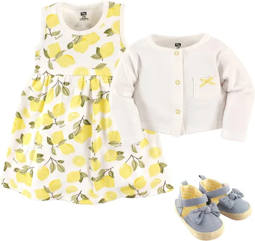 Vista 2 de Hudson Baby - Conjunto de vestido de algodón para bebé, chaqueta y zapatos
