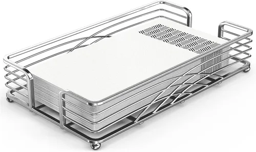 Vista 15 de Bandeja Soporte de Toallas de Invitados de Acrílico para Baño – Soporte Vertical para Toallas de Papel para Toallas de Mano Desechables, Organizador