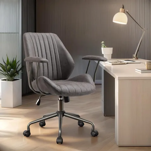 Vista 22 de Silla ergonómica de oficina giratoria de piel sintética para oficina en Marrón