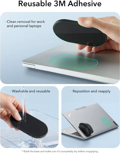Vista 6 de ESR MagMouse Snap-to-Carry Mouse Bluetooth, Mouse Inalámbrico Recargable para Laptop con Cable de Carga Integrado, Soporte Adhesivo Reutilizable
