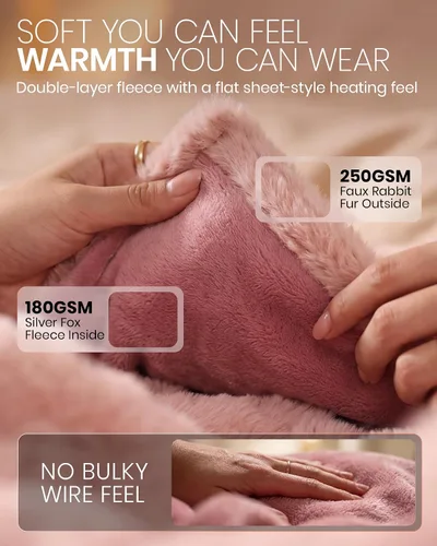 Vista 7 de Manta térmica eléctrica con bolsillos para los pies, regalo para Rosa