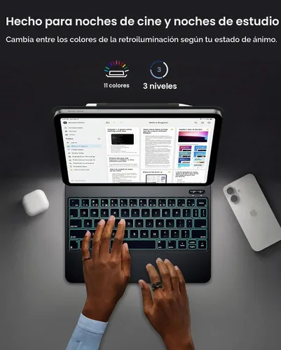 Vista 7 de typecase Funda de teclado Edge para iPad de 11ª generación A16 (2025) y 10ª generación de 10.9 pulgadas (2022) - Trackpad multitáctil, teclado Negro