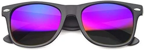 Vista 2 de Gafas de sol planas de color mate, reflectantes, lentes de gran tamaño con borde de cuerno