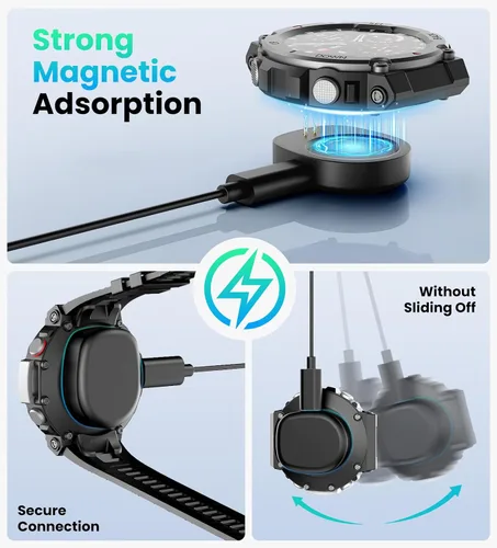 Vista 3 de TiMOVO Cable de carga compatible con Amazfit T-Rex 3/Active Max, 1 paquete Negro