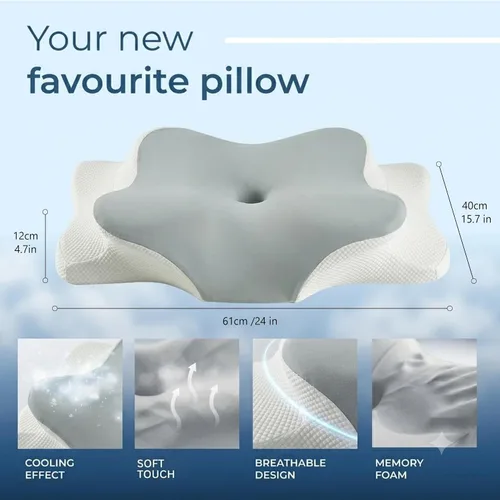 Vista 2 de Almohada cervical para el cuello, almohada cervical para aliviar el dolor de cuello, almohada cervical - Soporte de cuello y hombro, funda lavable