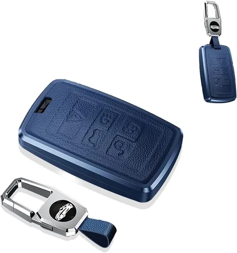 Vista 10 de SANRILY Funda para llavero Land Rover 2021 con control remoto sin llave para Range Rover Sport Jaguar XF, llavero de cuero, color negro