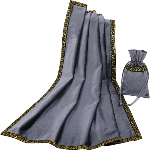 Vista 19 de BLESSUME Mantel de tarot de altar adivinación Wicca cuadrado de terciopelo con bolsa de tarot negro