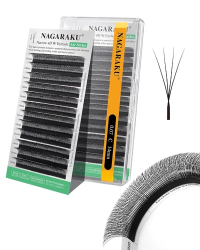 Vista 50 de NAGARAKU Extensiones de pestañas prefabricadas en abanico 3D W 0.05 C 0.315 0.05-C 3D W