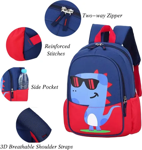 Vista 3 de POWOFUN Mochila de viaje preescolar para niños pequeños Verde Dinosaur Green S Viajar