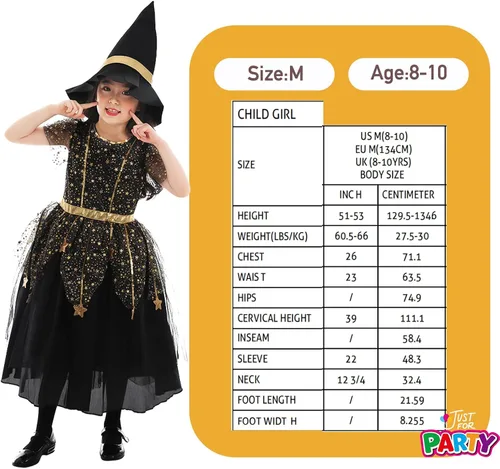 Vista 6 de JUST FOR PARTY Little Girl Halloween Witch Dress Costume, Child