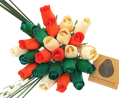 Vista 9 de Ramos originales de rosas de madera en 1, 2, o 3 docenas Día de San Patricio