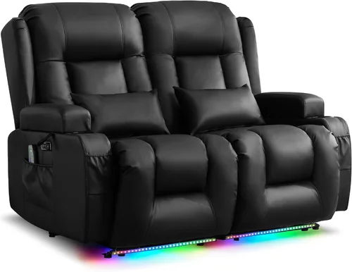 Vista 39 de URRED Sofá reclinable Power Loveseat con masaje y calor, gris ceniza