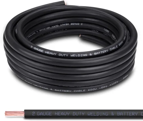 Vista 33 de Cable de batería calibre 1/0, 10 pies rojo + 10 pies negro, 1/0 AWG, alambre de cobre puro, cable de soldadura, para automotriz, batería, solar