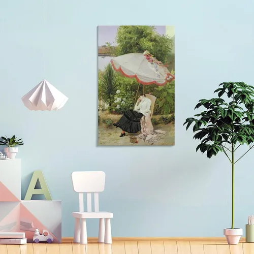 Vista 4 de Pedro Lira,Girl Under A Parasol By Pedro Lira,art Prints,Vintage Art,canvas Wall Art,famous Art Prin Canvas Wall Art Print Poster For Home School