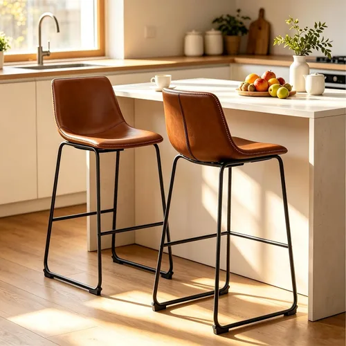 Vista 12 de OLIXIS 26" Counter Height Bar Stools Set of 2 for Kitchen Negro