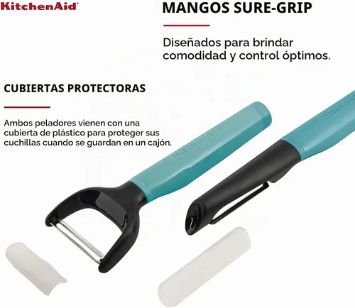 Vista 4 de KitchenAid Universal Euro Y Pelador, Juego De 2, Aqua aguamarina (Aqua Sky)