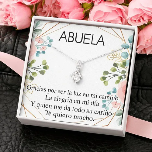 Vista 3 de Collar con tarjeta de mensaje joyería hecha a mano regalos de Navidad - Collar Regalo Para Abuela Joyería Para Abuela Regalo Para Día de la Madre
