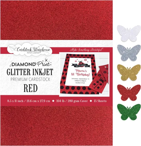 Vista 10 de Cardstock Warehouse Diamond Print Inkjet Glitter - Papel de cartulina con purpurina dorada de alta calidad, 15 hojas, 8.5 x 11 pulgadas, 104