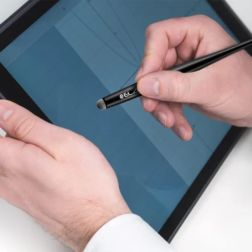 Vista 4 de Elzo Lápiz capacitivo universal con pantalla táctil capacitiva, 2 paquetes con 4 puntas finas de fibra de repuesto para tablet, iPad, iPhone
