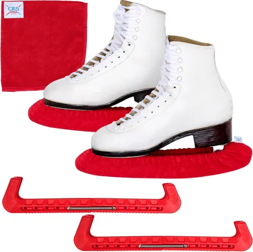 Vista 22 de CRS Cross - Juego de regalo de protectores de patines sobre hielo, guardas de tela y toallas, cubiertas suaves para cuchillas de patinaje artístico
