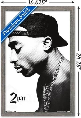 Vista 3 de Trends International Tupac - Póster de pared de perfil, 14.725 x 22.375 pulgadas, versión enmarcada de madera de granero Versión enmarcada Barnwood