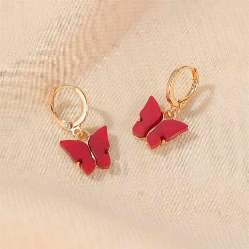 Vista 6 de Just Follow Pendientes de mariposa, diseño de mariposa, con forma de mariposa, color acrílico, 8 pares