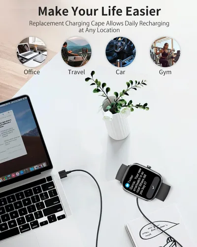 Vista 7 de Cargador de reloj inteligente para Hingso IDW19 2 pies/23.6 in 2 pines USB Cable de carga magnético portátil para Hingso IDW19