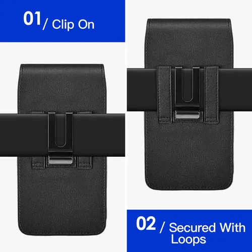 Vista 6 de Mopaclle Funda vertical para teléfono celular con clip y bucle para cinturón, resistente soporte para cinturón de teléfono compatible con iPhone 17