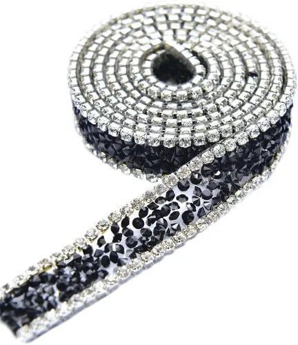 Vista 6 de Apliques de diamantes de imitación de cristal de 1 yarda, cinta de diamantes de imitación brillante, rollo cosido o caliente para vestidos