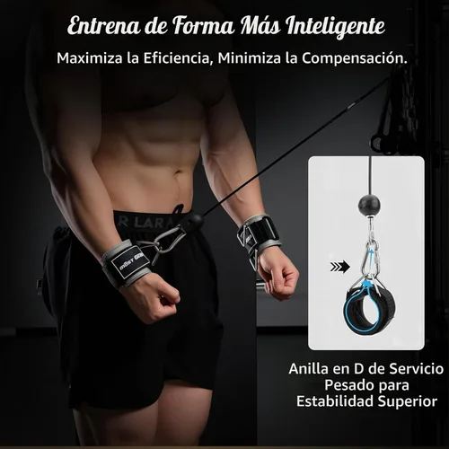 Vista 6 de Wrist Cuffs with D-Ring, Wrist Wraps for Weightlifting with Neoprene Padding, Wrist Straps for Cable Machines Negro