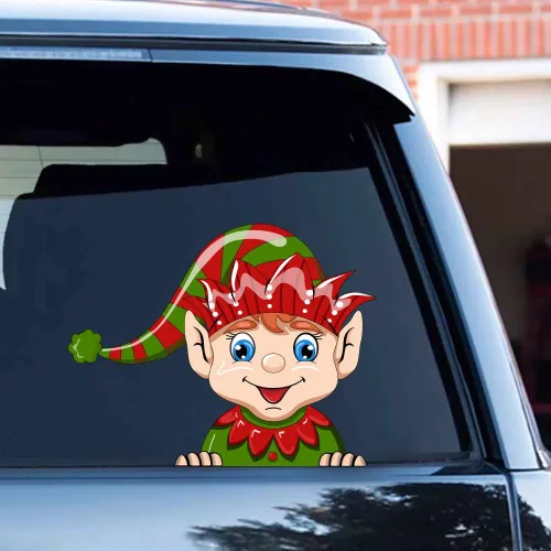 Vista 37 de Pegatina Navideña de Papá Noel Asomado, Lindas Pegatinas de Venado y Muñeco de Nieve para Ventana, Adhesivos para Parachoques de Coche, Adornos