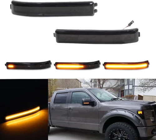 Vista 8 de Para 2009 2010 2011 2012 2013 2014 Ford F150 y 2010-14 SVT Raptor Luces de Señal Intermitente de Espejo Lateral Secuencial LED Lentes Ámbar
