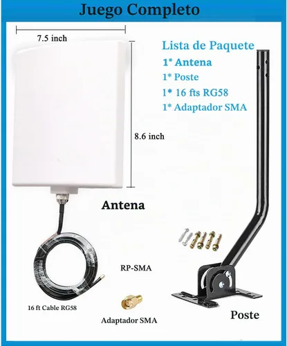 Vista 3 de Antenas WiFi de largo alcance para exteriores, kit completo de 2.4 GHz, panel externo, extensor de antena WiFi direccional para enrutador WiFi