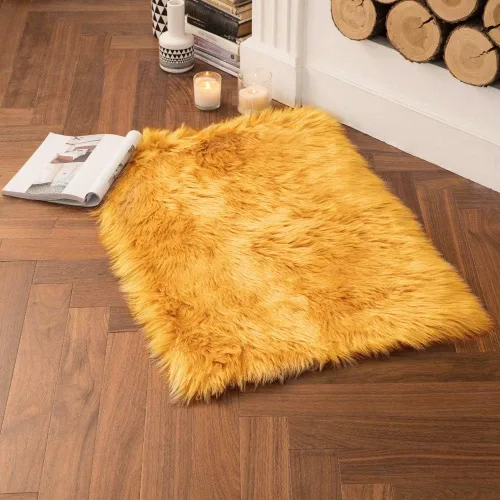 Vista 4 de MIULEE Alfombra de Área de Lujo Súper Suave y Esponjosa de Piel Sintética Rectangular Alfombra Decorativa de Felpa Shaggy para Mesita de Noche Sofá