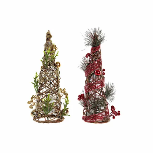 Vista 2 de Árbol de Navidad DKD Home Decor Rojo Verde Dorado 16 x 16 x 41 cm Plástico (2 Unidades)