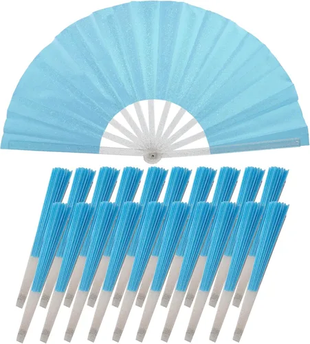 Vista 27 de 10 ventiladores plegables grandes de mano para hombres y mujeres, abanicos decorativos plegables, accesorios rave, utilizado para bailes, fiestas