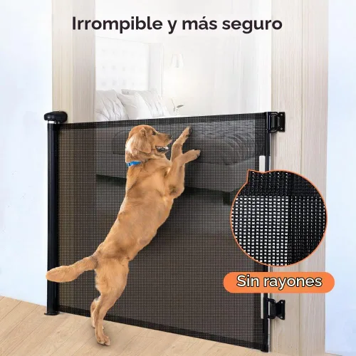 Vista 6 de COMOMY - Puerta retráctil para bebé para escaleras, puerta de malla de 0-55" para mascotas para puertas y pasillos de la casa, puerta de seguridad