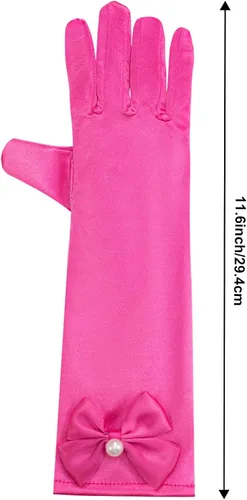 Vista 3 de Zhanmai 9 pares de guantes de satén para niñas, guantes de princesa para fiestas infantiles, bodas, concursos formales, de 3 a 8 años, color 3
