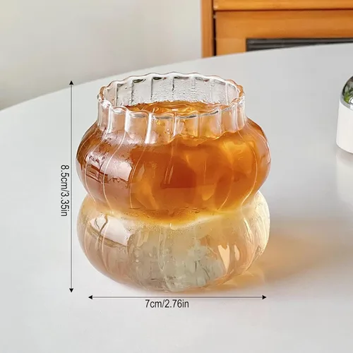 Vista 5 de Vasos de vidrio acanalados, vasos de cóctel con forma de onda de 14 onzas, vasos de Martini creativos, vasos de cerveza ondulados, accesorios