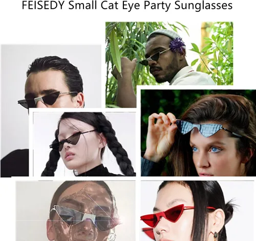 Vista 7 de FEISEDY Gafas de sol pequeñas con ojo de gato para mujer, color rosa, color caramelo, B2721