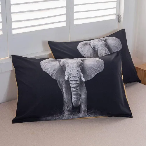 Vista 7 de MUSOLEI Juego de edredón 3D de elefante Juego de edredón de elefante negro Juego de ropa de cama Queen Juego de edredón de diseño personalizado
