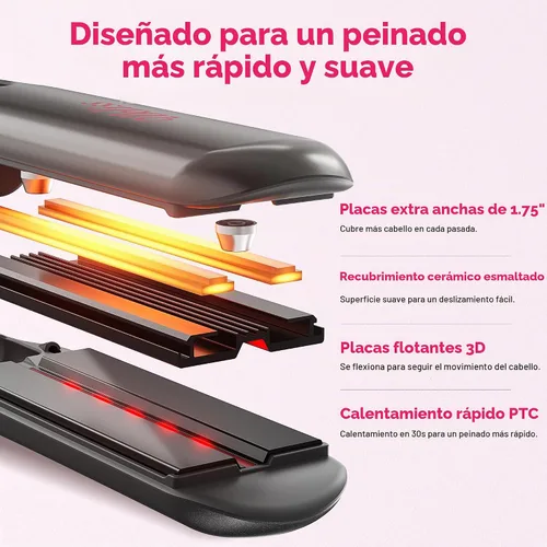 Vista 3 de UKLISS Plancha de pelo profesional de 2 pulgadas de ancho