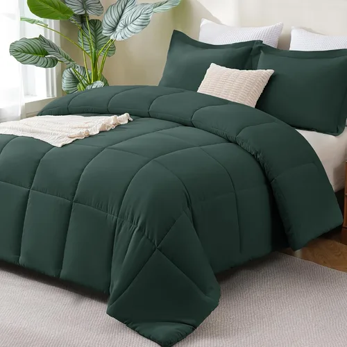 Vista 43 de CozyLux Juego de edredón Super King, juego de ropa de cama negro ceniza de 270GSM para todas las estaciones, juego de cama de 3 piezas cosidas