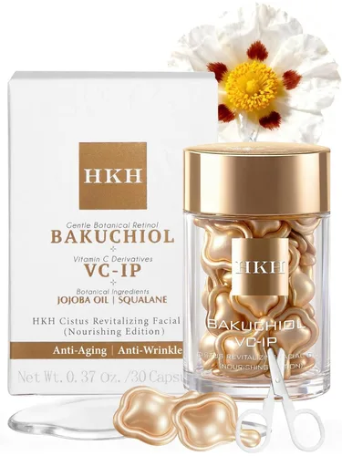 Vista 10 de HKH Suero Bakuchiol Retinol para la cara: 30 cápsulas de suero antienvejecimiento para pieles sensibles - SGS probado para reducir las arrugas en un