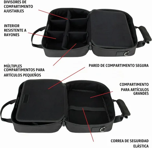 Vista 5 de USA Gear Funda para mezclador de DJ, bolsa mezcladora compacta de canales de audio con almacenamiento de accesorios para micrófonos, cables