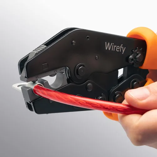 Vista 2 de Wirefy Matriz de crimpado para terminales no aislados de mayor diámetro 6-4 AWG Troquel intercambiable de cambio rápido para herramientas